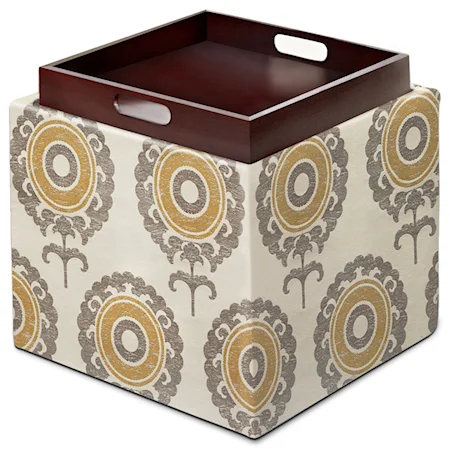 Square Storage Ottoman with Tray